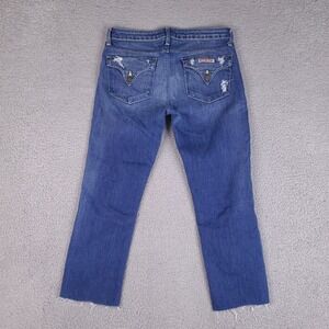 Hudson Jeans Womens 26 Blue Crop Raw Hem Distressed W29 L22.5